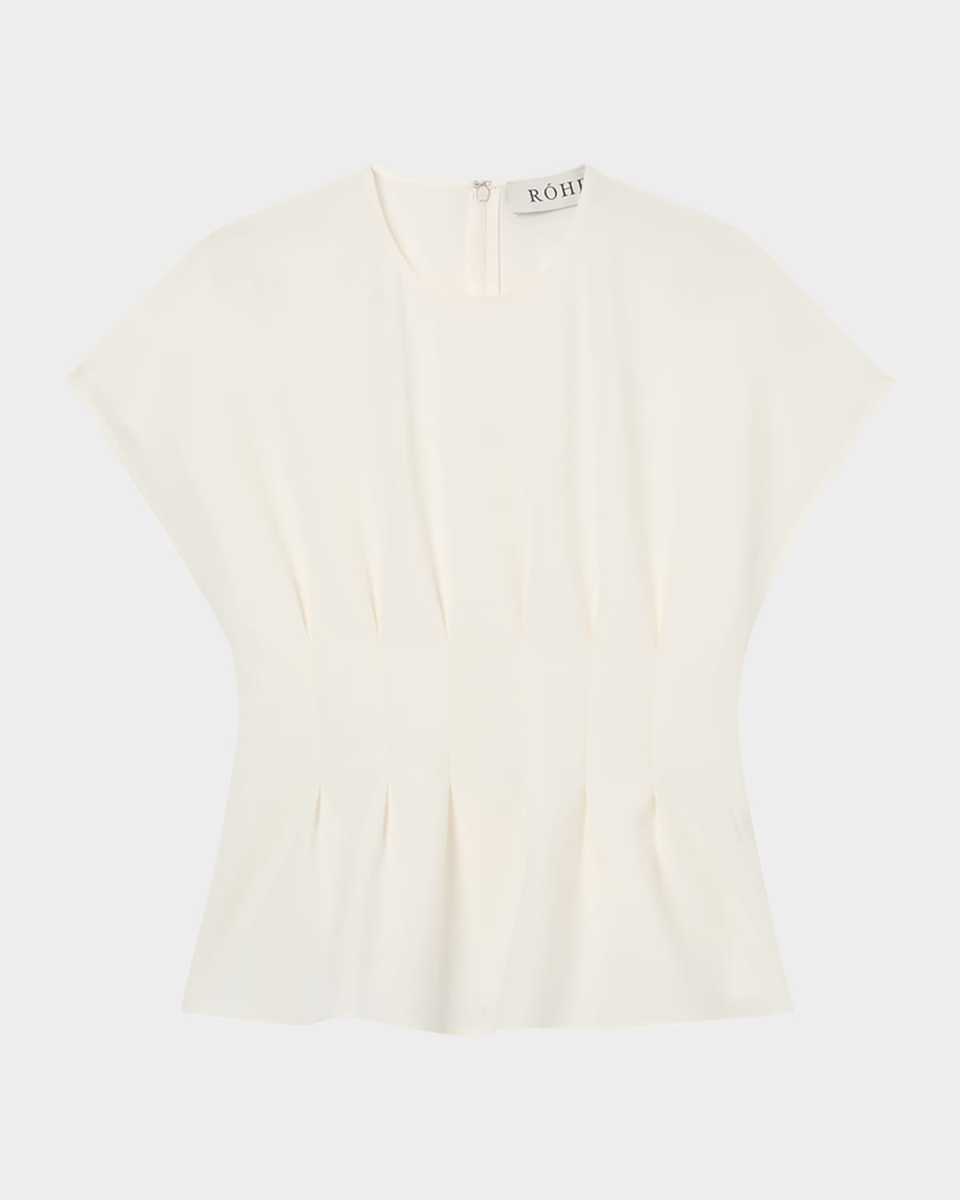 Short-Sleeve Sculptural Waisted Top